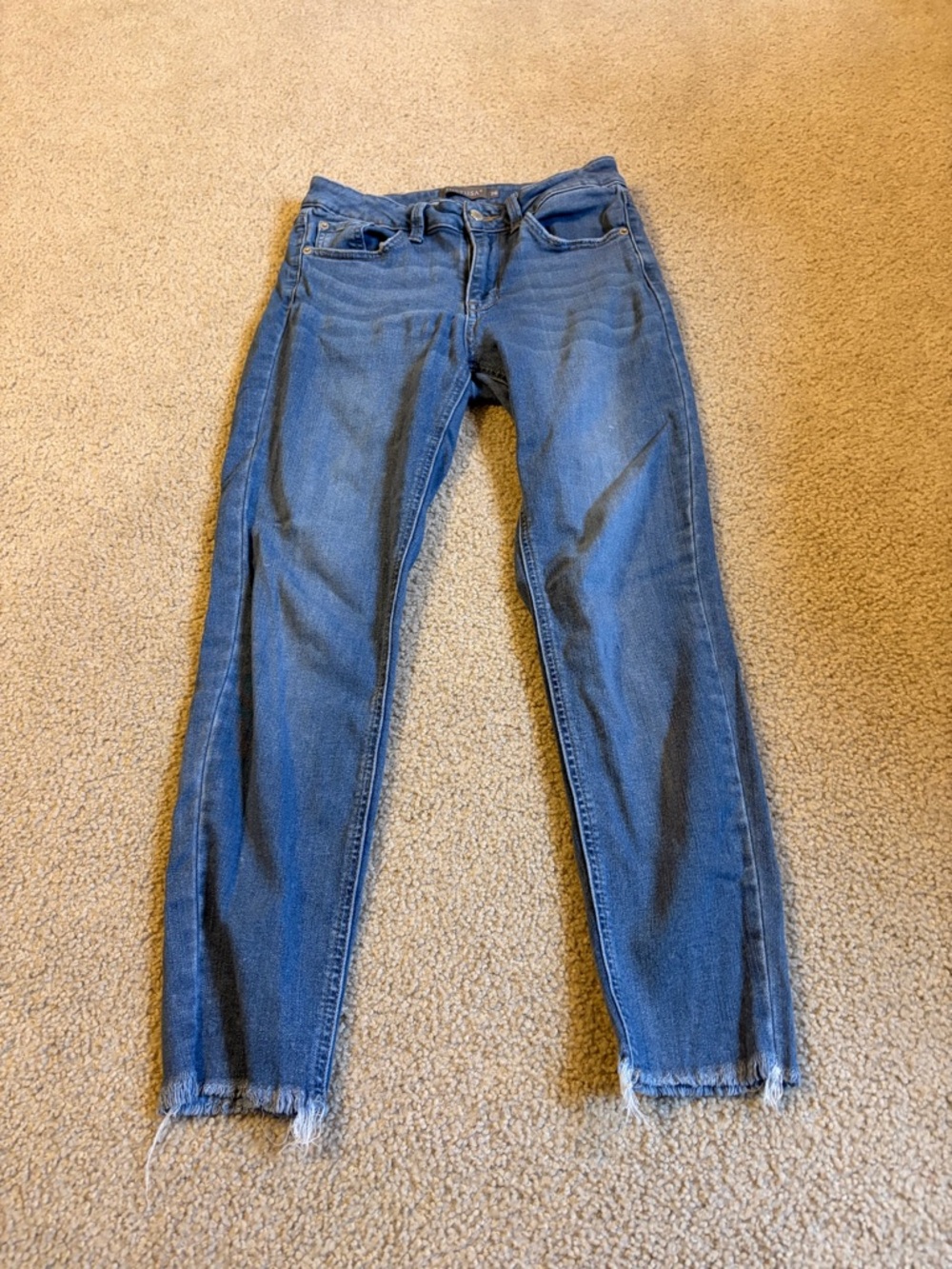 Just USA Dark Blue Frayed-Hem Skinny Jeans